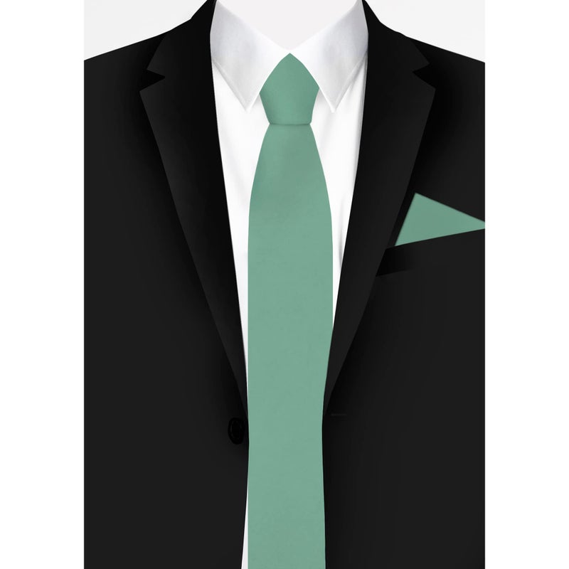 Jacob Alexander Men's Slim Width 2.75" Solid Color Tie - Seafoam - Image 3